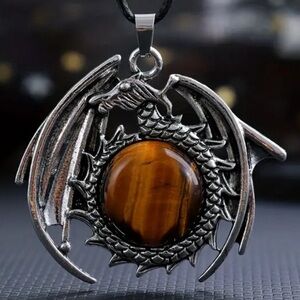 156  ❤️  Dragon Tiger's Eye Gemstone Pendant Necklace